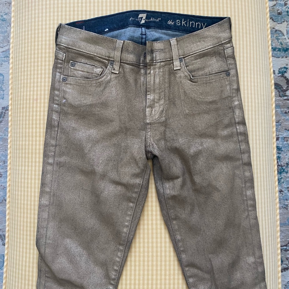 7 For All Mankind Gold Skinny Jeans